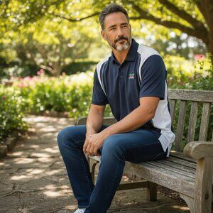 Men's Nike Golf Polo Shirt Colonial Dri-Fit Navy Blue Short Sleeves Size XL